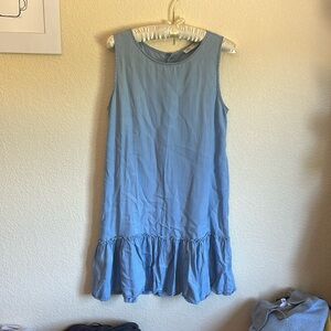 Blue and white pin-striped baby doll dress